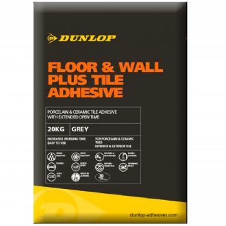 DUNLOP FLOOR & WALL PLUS TILE ADHESIVE GREY 20KG