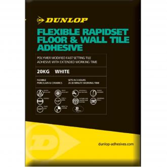 DUNLOP FLEXIBLE RAPID SET TILE ADHESIVE WHITE 20KG